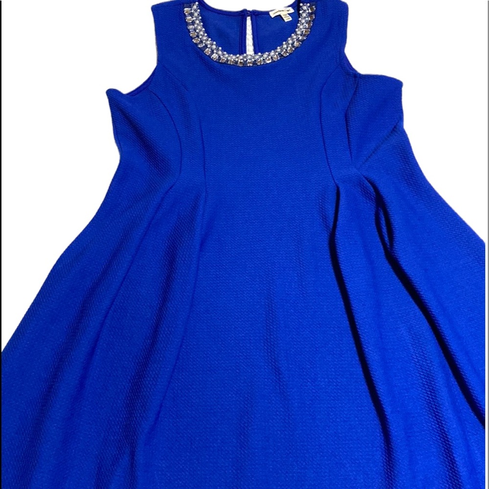 Monteau Girl XL Size 14 Blue Dress. Gently Used. 97% Polyester and 3% Spandex.